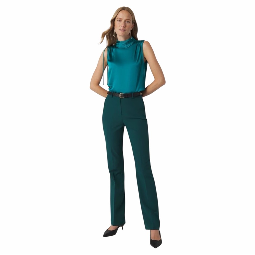 NWT White House Black Market Slim Flare Woven Pants in Dark Sea Size 0R